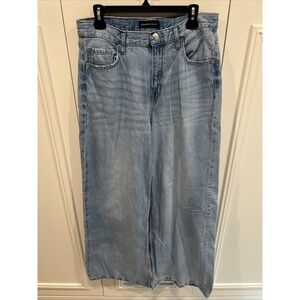 Aeropostale Women's High Rise Super Wide Leg Jeans Size 12 Light Wash Baggy Boho